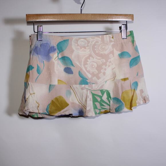 Mysheros ADA Pink Euro Watercolor Floral Mini Skirt Size 40 - Picture 1 of 4